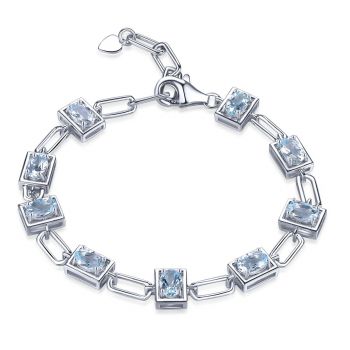 Pulseira em prata 925 com águas marinhas 18cm
