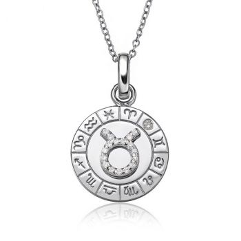 Colar em prata 925 com diamante signo touro