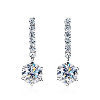 Brincos em prata 925 chapeado a ouro branco 18 k 2ct