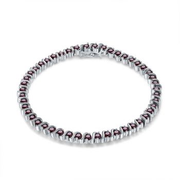 Pulseira riviera em prata 925 com granada 17.5 cm 