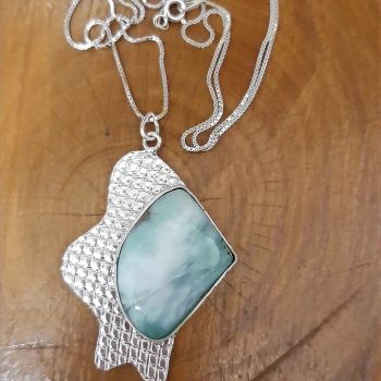 Pingente com pedra Larimar  Prata 950