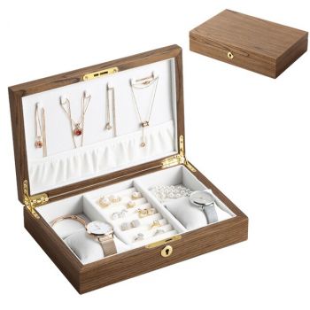 Caixa de jóias de madeira flip organizadora
