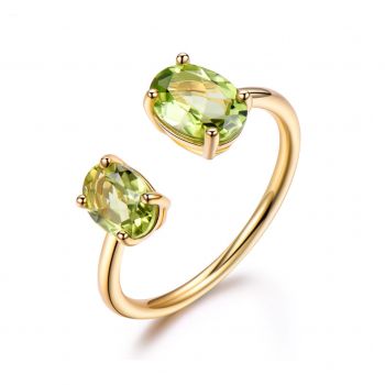 Anel em prata 925 em prata com Peridoto Narutal verde 10,7 cts 