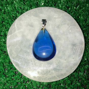 Pingente Gota com Obsidiana Azul Natural forma gota