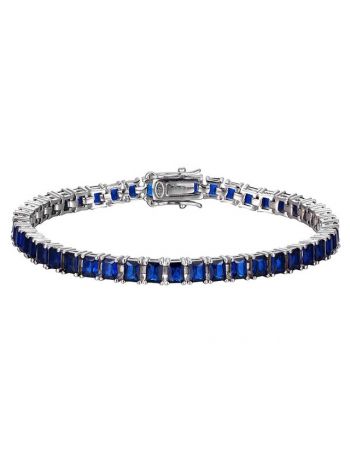 Pulseira riviera em prata 925 com safira azul 18 cm
