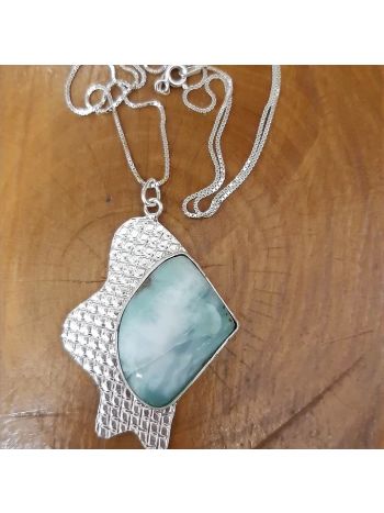 Pingente com pedra Larimar  Prata 950