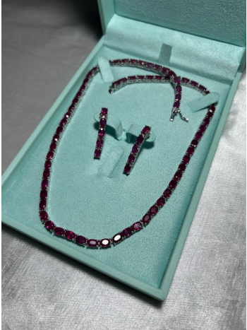 Conjunto Joias em Prata com Rubi