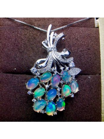 Pingente em prata 925 com pedras de opalas naturais