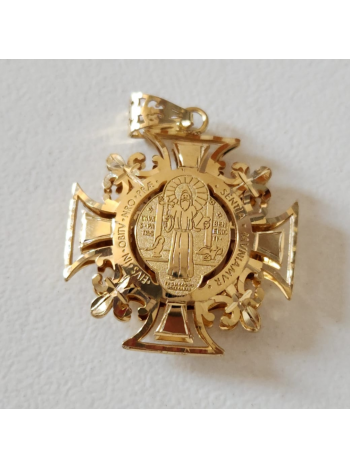 Medalha Cruz De São Bento Ouro 18k Amarelo